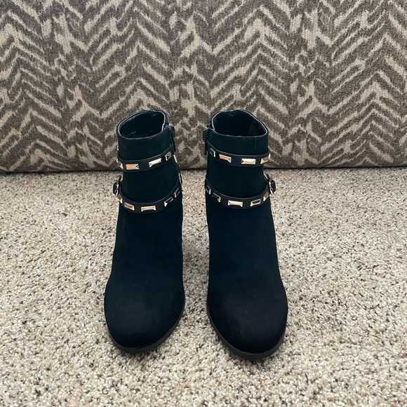 Thalia Sodi Terri ankle boot round toe side zipper buckle detail black size 6 - Picture 3 of 8